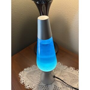 Vintage Blue Lava Lamp – Silver Base – Mesmerizing Motion & Retro Glow